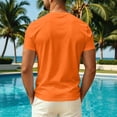 thumbnail image 4 of Sewkxo Mens Hawaiian Short Sleeve T-Shirts Graphic Crew Neck Casual Shirt Summer Beach Palm Tree Printed Vintage Tees,Saffron XL, 4 of 5
