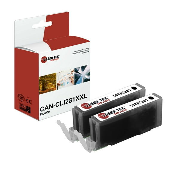 2Pk LTS CLI281XXL Black Super HY Compatible with Canon Pixma TR7520 Ink Cartridge