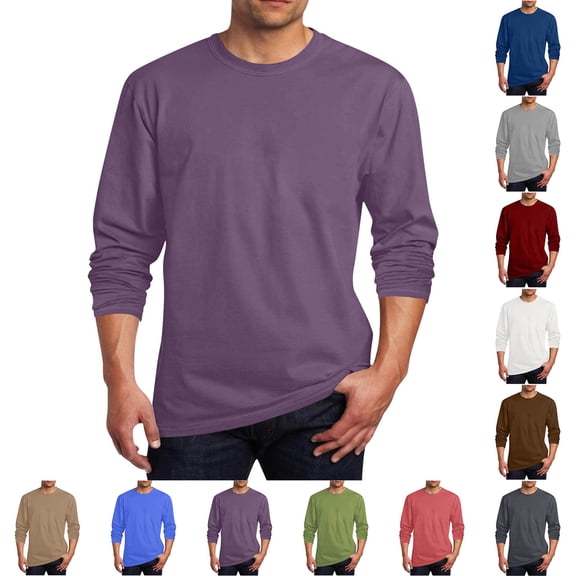 Men's Sweatshirts for Fall&Winter Solid-Color Basic Long-Sleeve Top All‑Season Casual Top