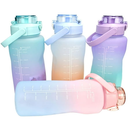 

2L Motivational Water Bottle with Straw 2 Litre Sport Drinks bottle with Time Marker Large Leak Proof Water Bottle with Handle BPA Free