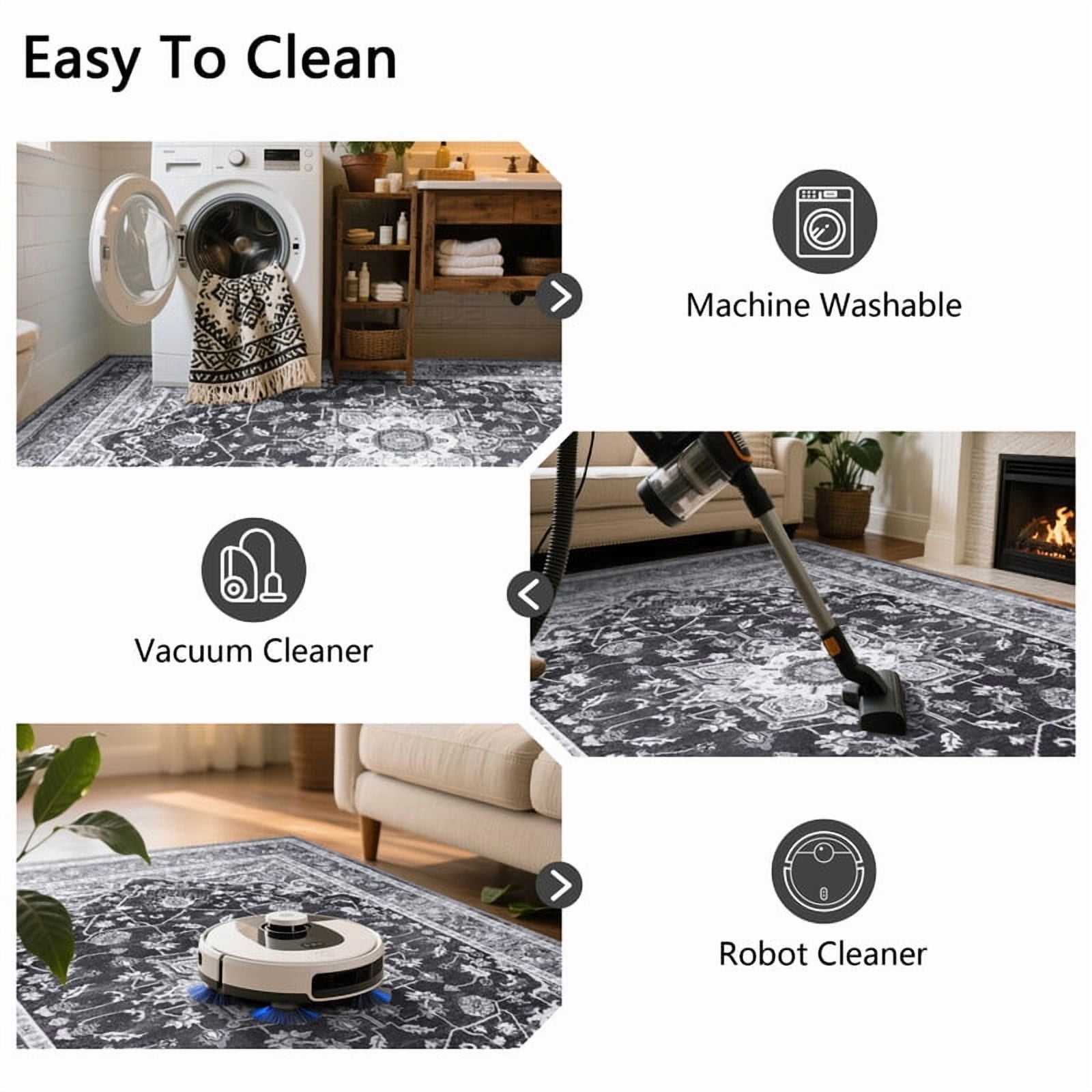 TWINNIS 8'x10'Area Rug Non-Slip Indoor Carpet Soft Rug for Living Room,Gray