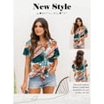 thumbnail image 5 of ZXSXSY Women Floral Print Lapel Collar Buttons Down Short Sleeve Summer Shirt, 5 of 5