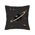 thumbnail image 4 of Set of 2 18x18in Throw Pillow Covers - Celestial Design like Planet and Vibrant Red & Orange Stars on Black Background, 4 of 8
