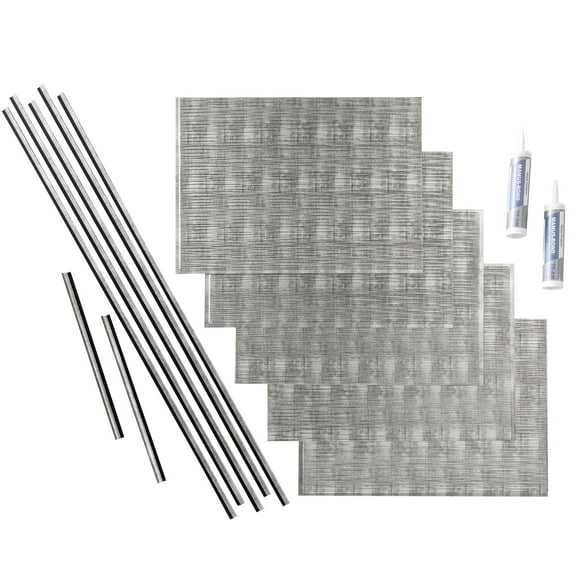 FASÄDE Ripple Decorative Vinyl Backsplash 15 sq ft Kit in Crosshatch Silver
