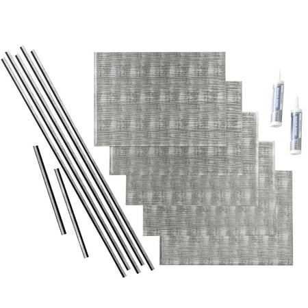 FASÄDE Ripple Decorative Vinyl Backsplash 15 sq ft Kit in Crosshatch Silver