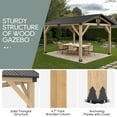 thumbnail image 3 of 13'x15' Outdoor Patio Wooden Gazebo - Cedar Solid Wood Gazebo with Galvanized Steel Roof, Wooden Frame, Pavilion for Lawns, Beach, Patio, Garden (13X15FT), 3 of 6