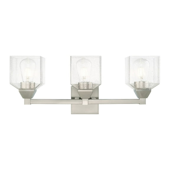 Livex Lighting Aragon 3-Light Metal/Glass Bath Vanity Lighting in Brushed Nickel