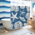 thumbnail image 5 of No Hook Shower Curtain, Lake Blue Starfish Coastal Shower Curtains for Bathroom with See Through Top Window, Shell Summer Beach Nautical Waterproof & Washable Bath Curtain 60"x72", 5 of 9