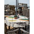 thumbnail image 2 of Outdoor Tablecloth with Umbrella Hole Zipper Boho Teal Yellow Orange Grey Round Tablecloth 60" Waterproof Outside Table Cloth Middle Century Geometric Patio Table Cover Tablecloths for Picnic Party, 2 of 8