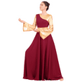 thumbnail image 2 of FYMNSI Women's Metallic Praise Dress Liturgical Worship Dance Dress Long Sleeve Patchwork Cross Special Hem Dress with Waistband, 2 of 8