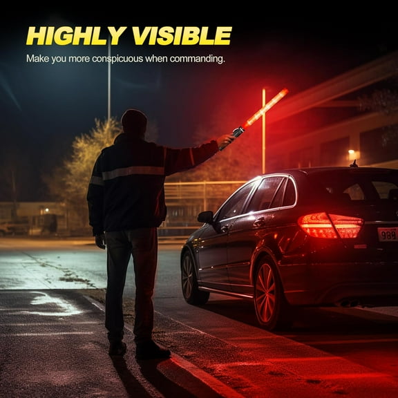 TRA-21 inch Traffic Wand Safety Light Wands | High Visibility, Durable, Portable | Flagging Baton with 2 Flashing Modes for Parking, Aircraft, Night Traffic Directing