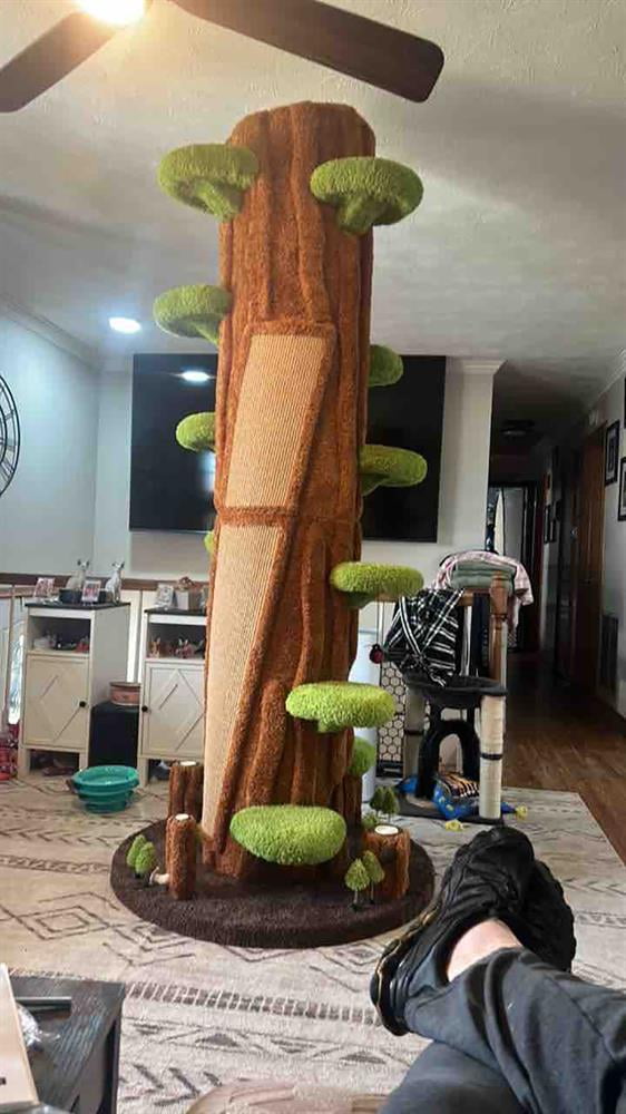Topcobe 90.5 Inch Tall Multifunctional Cat Tree with Private Condos for Indoor Cats, Modern Cat Furniture, Cat Tower for Indoor Cats-Brown