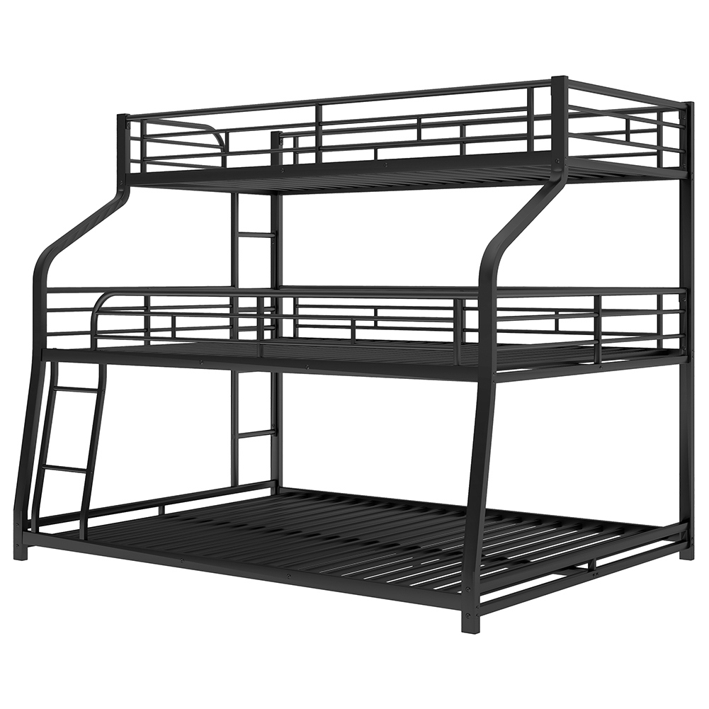 Kadyn Triple Bunk Bed, Metal Bunk Bed, Twin/Full/Queen, Black