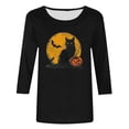 thumbnail image 4 of Raeneomay 3/4 Length Sleeve Womens Tops Women's Independence Day Round Neck T-Shirt Loose Top, 4 of 5