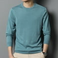 thumbnail image 5 of Men's Autumn Solid Round Neck Knitted Slim Fit Casual Long Sleeve Wool Sweater, 5 of 13