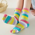thumbnail image 3 of Winter Autumn Women Middle Tube Socks Novelty Funny Rainbow Striped Casual Breathable Five Finger Separated Toe Socks, 3 of 21