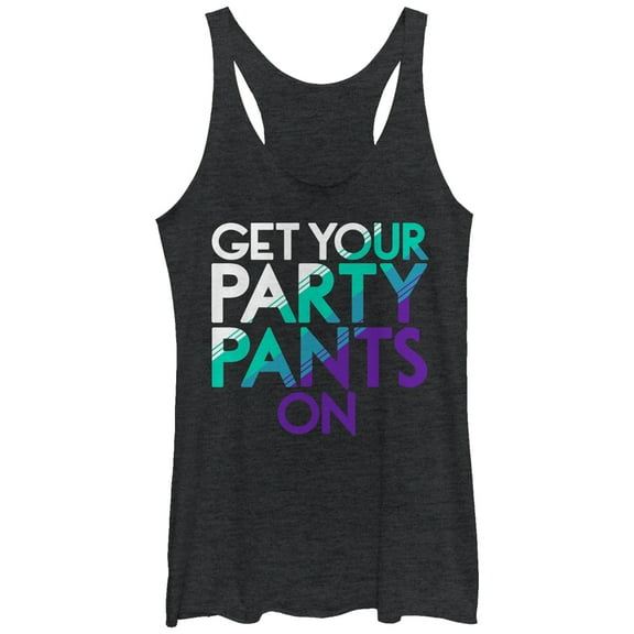 Women's CHIN UP Get Your Party Pants On  Racerback Tank Top Black Heather Large