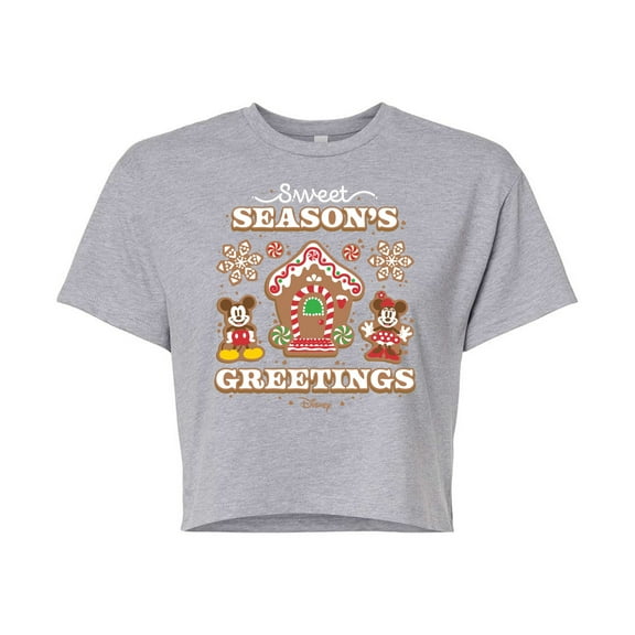 Disney - Sweet Seasons Greetings - Juniors Cropped Cotton Blend T-Shirt