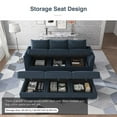 thumbnail image 2 of HONBAY Canapé Sectionnel Convertible Élégant en Velours avec Lit et Rangement, Bleu Marine, 2 of 9