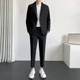 thumbnail image 5 of Conjunto de 2 piezas para hombre, chaqueta gris, traje informal completo para hombre, tendencias de ropa de primavera y otoño de Corea, disfraces, pantalones de lujo, ceremonia, 5 of 5