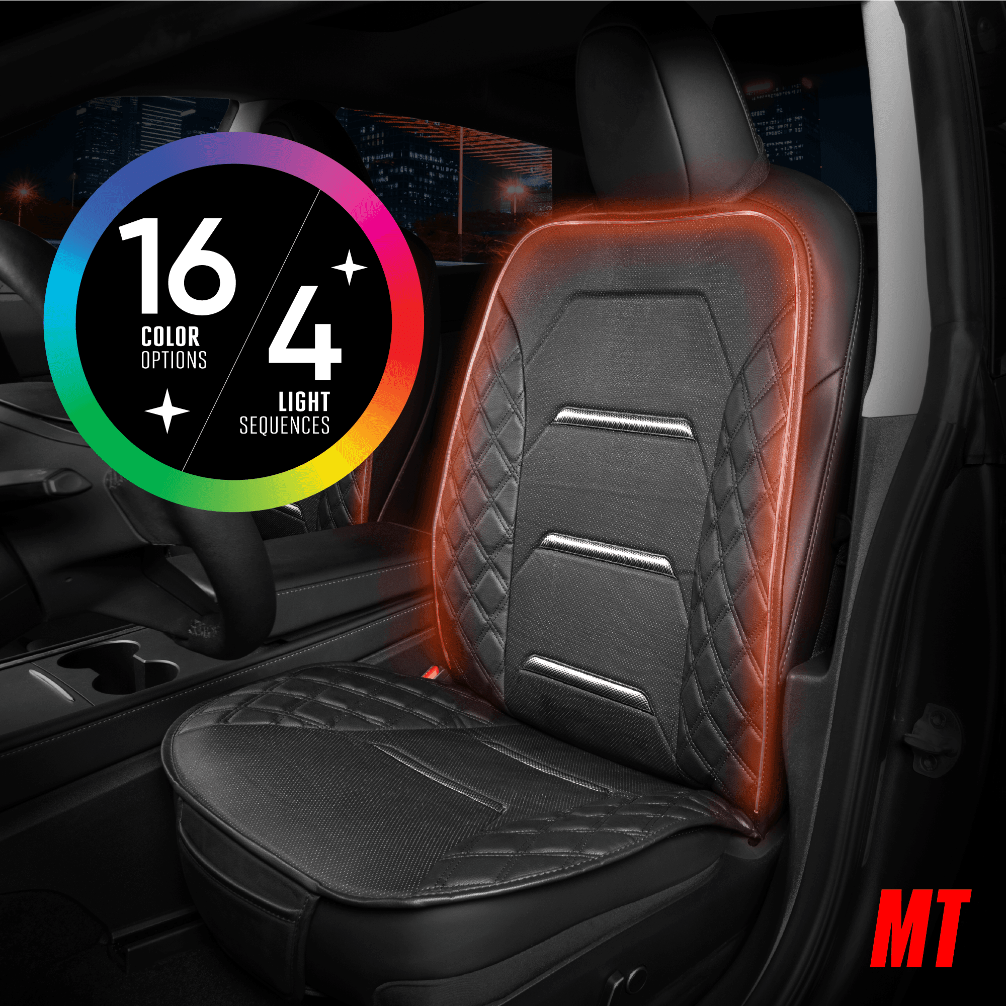 Motor Trend LED Car Seat Cover Car Lights Up Seat Cover Multi Color Seat Protector Seat Cover for Cars SUV Truck Automotive Interior Lights Seat Cover
