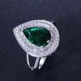 thumbnail image 2 of Silver Plated Cubic Zircon Big Teardrop Green Crystal Engagement Ring for Women, 2 of 6