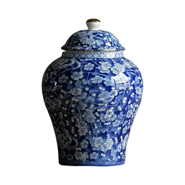 GUOOL Ancient Chinese Style Creative Porcelain Ginger Jar Glazed Hand Painted with Lid