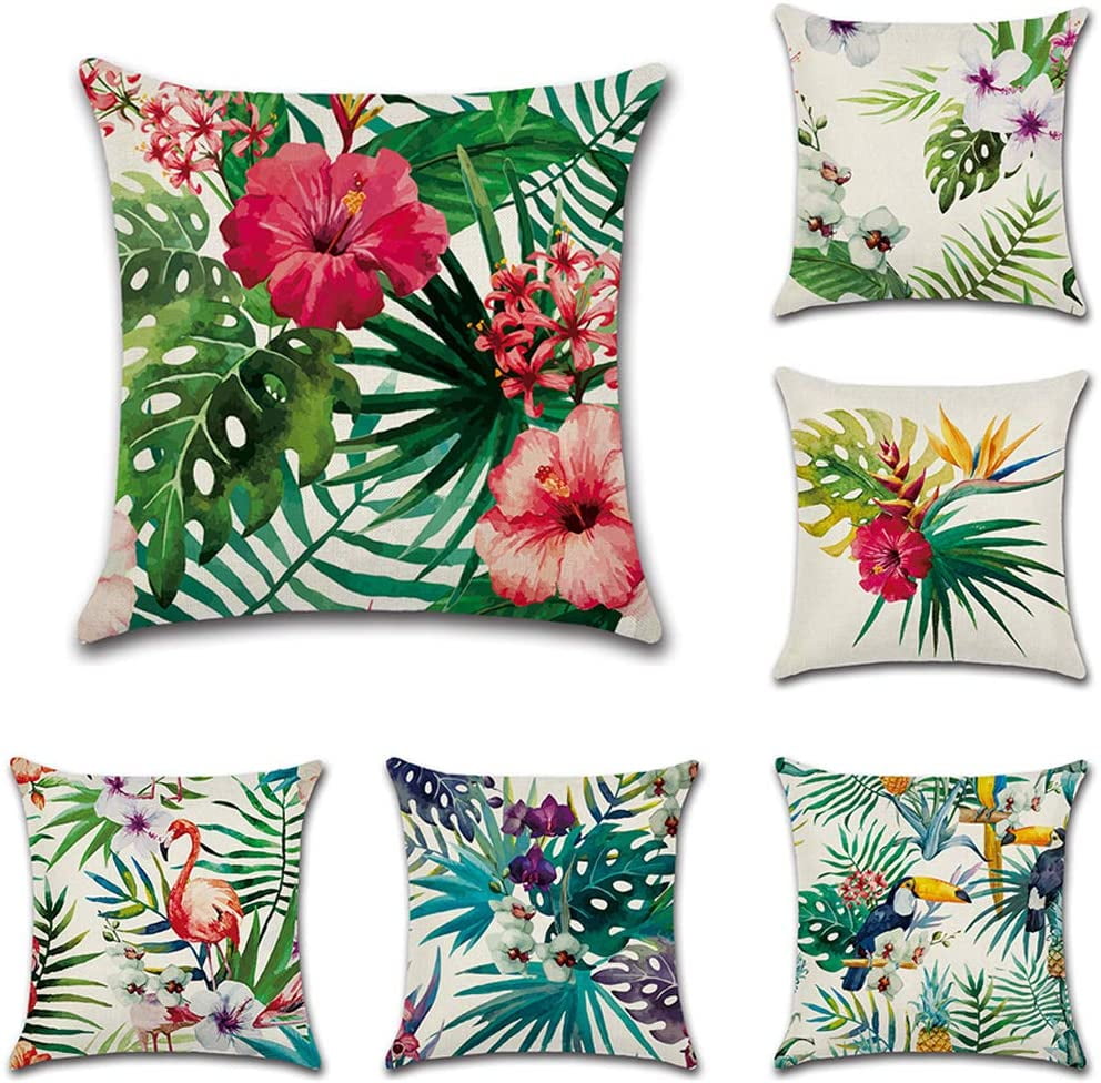 Tropical plants Cotton Linen Throw Pillow Case Car Sofa Home Decor Cushion Cover