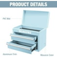 thumbnail image 3 of WORKPRO Mini Tool Box with 2 Drawers and Top Storage, Upgraded Version with Ball Bearing Slides, Small Metal Tool Chest with PVC Liners and PP Feet Pads, Light Blue, 3 of 8