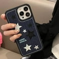 thumbnail image 3 of Compatible with iPhone Case,Cool Denim Fabric Embroidery Star Silicone Camera Lens Protection Soft Shockproof Cover Phone Case (Blue,iPhone 12), 3 of 6