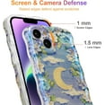 thumbnail image 4 of Case for iPhone 13, Colorful Retro Oil Painting Flower Leaves Moon Cloud Pattern Laser Cute Curly Wave Edge Exquisite Phone Cover Stylish Durable TPU Protective Case for Girls Women - Purple#3, 4 of 18