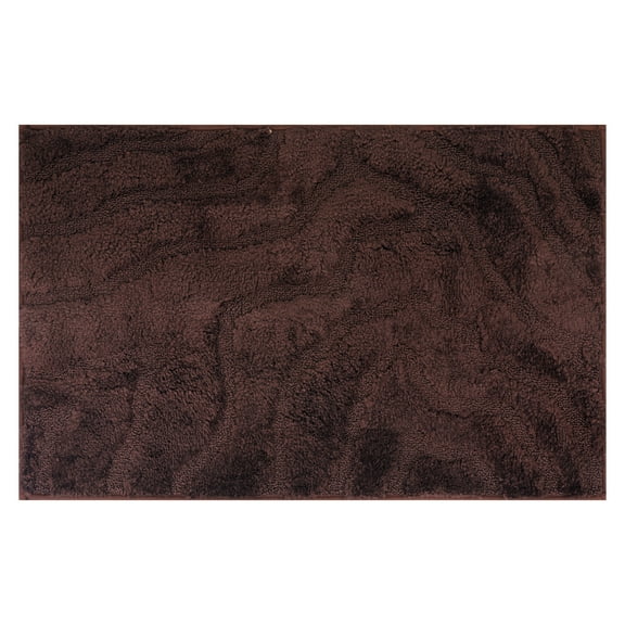 REGALWOVEN Non Slip Washable Soft Absorbent Bath Rug with Rubber Backing for Shower Floor Brown 20" x 32"