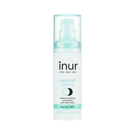 Inur Replenish Hyaluronic Acid & Aloe Vera Night Serum, Moisture-Boosting Treatment, 1.18 fl oz