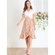 thumbnail image 3 of Falda Cruzada de Verano Allegra K con Dobladillo Alto y Bajo y Lazo Floral Blanco S, 3 of 6