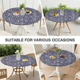 thumbnail image 7 of 44Inch Boho Tablecloth with Elegant Floral Pattern, Round Elastic Fitted Cover for 38"-42" Tables, Wrinkle Resistant Fabric, 7 of 7