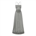 thumbnail image 6 of Siilsaa Formal Dress Women's Summer One Shoulder Sleeveless Knot Smocked Midi Dress Split Tiered Flowy Dresses Grey,M, 6 of 9