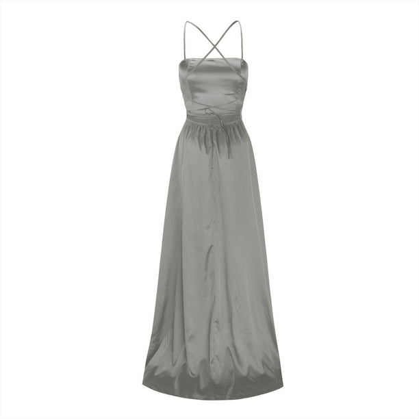 strapless open back dress Satin Tie Back Prom Dress - Sage Satin Dress main image 1