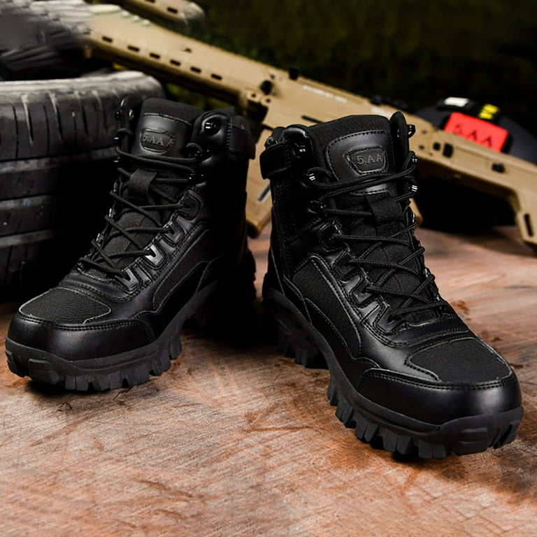 Din699h Men Water Proof Hiking and Camping Boots Comfortable and Breathable Side Zipper Non Slip Durable Work Boots Men s Size 42 Black