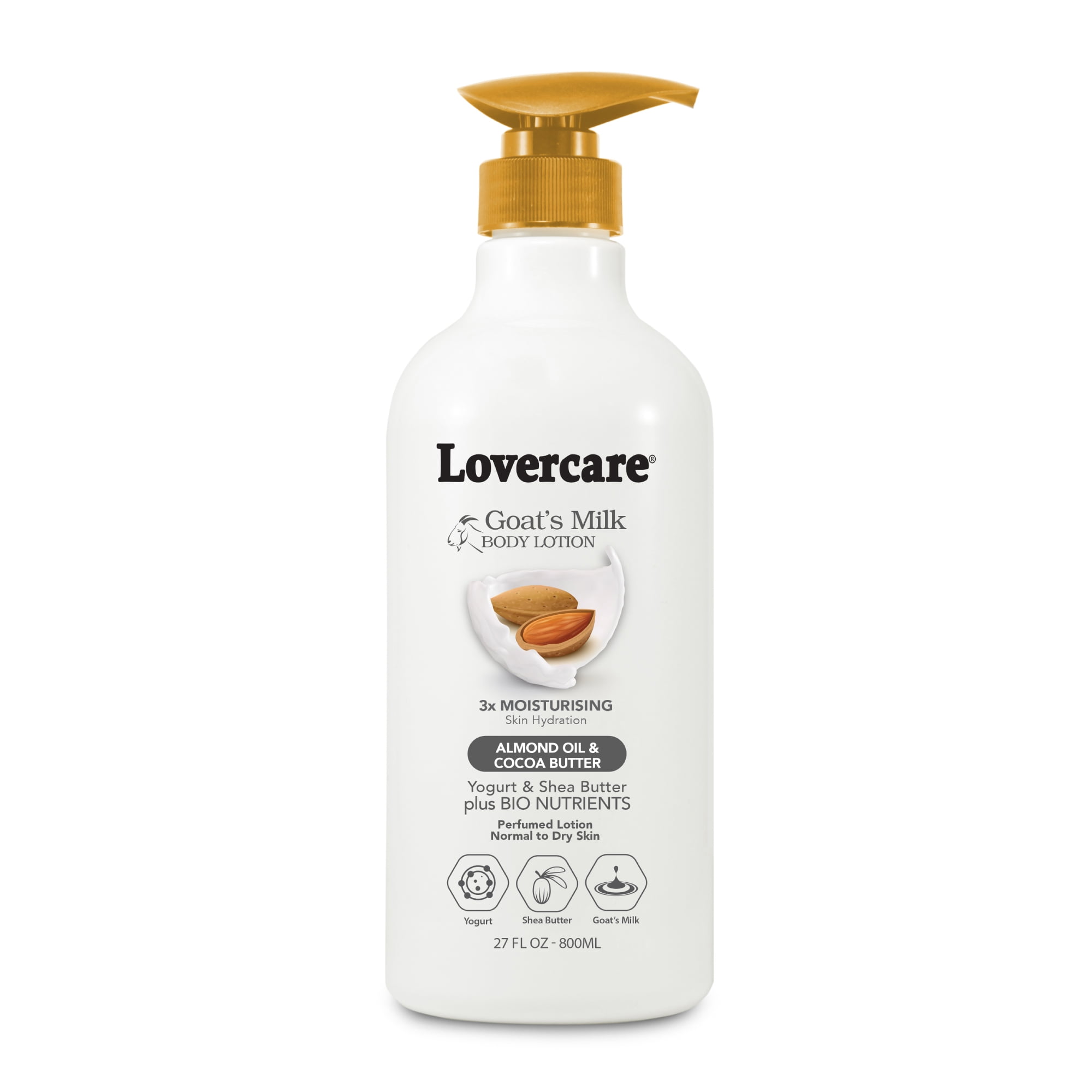 (2 pack) Lovercare Goat Milk Body Lotion for Dry Skin Almond Oil & Cocoa Butter 27.05oz (800ml) - Single…