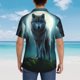 thumbnail image 4 of Fotbe Wolf Camisa Hawaiana para Hombre Unisex – Camisa Casual de Verano con Botones de Manga Corta de Algodón y Lino,Large, 4 of 7