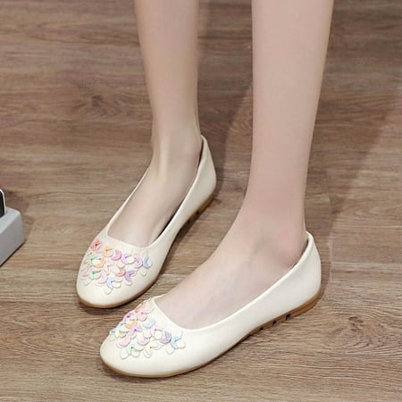 

Christmas Fashion Spring And Summer Women Casual Shoes Low Heel Soft Sole Comfortable Flower Flat Lightweight