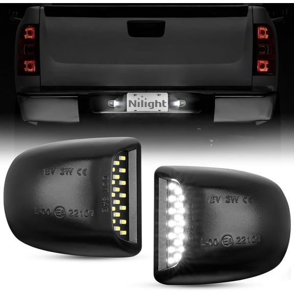 Nilight License Plate Lights Compatible with 1999-2001 2002 2003 2004 2005 2006 2007 2008 2009 2010 2011 2012 2013 Chevy Silverado 1500 2500 3500 GMC Sierra Black housing 6000K White 2PCS Pack