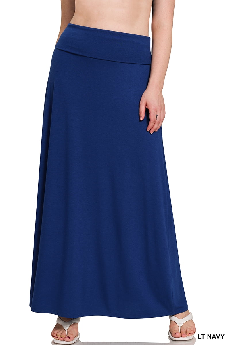 Zenana Women & Plus Basic Relaxed Foldable High Waist Draped Maxi