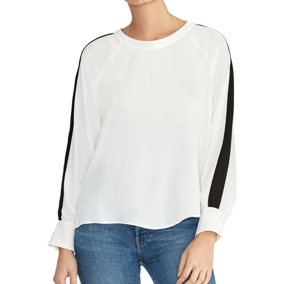 Rachel Roy Womens Striped Sleeve Button Down Blouse, White, XX-Large