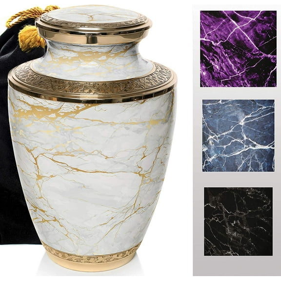 Marble Elegance White Urns for Cremation Ashes Large Urn XL or Small Keepsake Urns for Adult Cremation Ashes & Urns for Human Ashes for Home or Burial Cremation Urns Inches Large