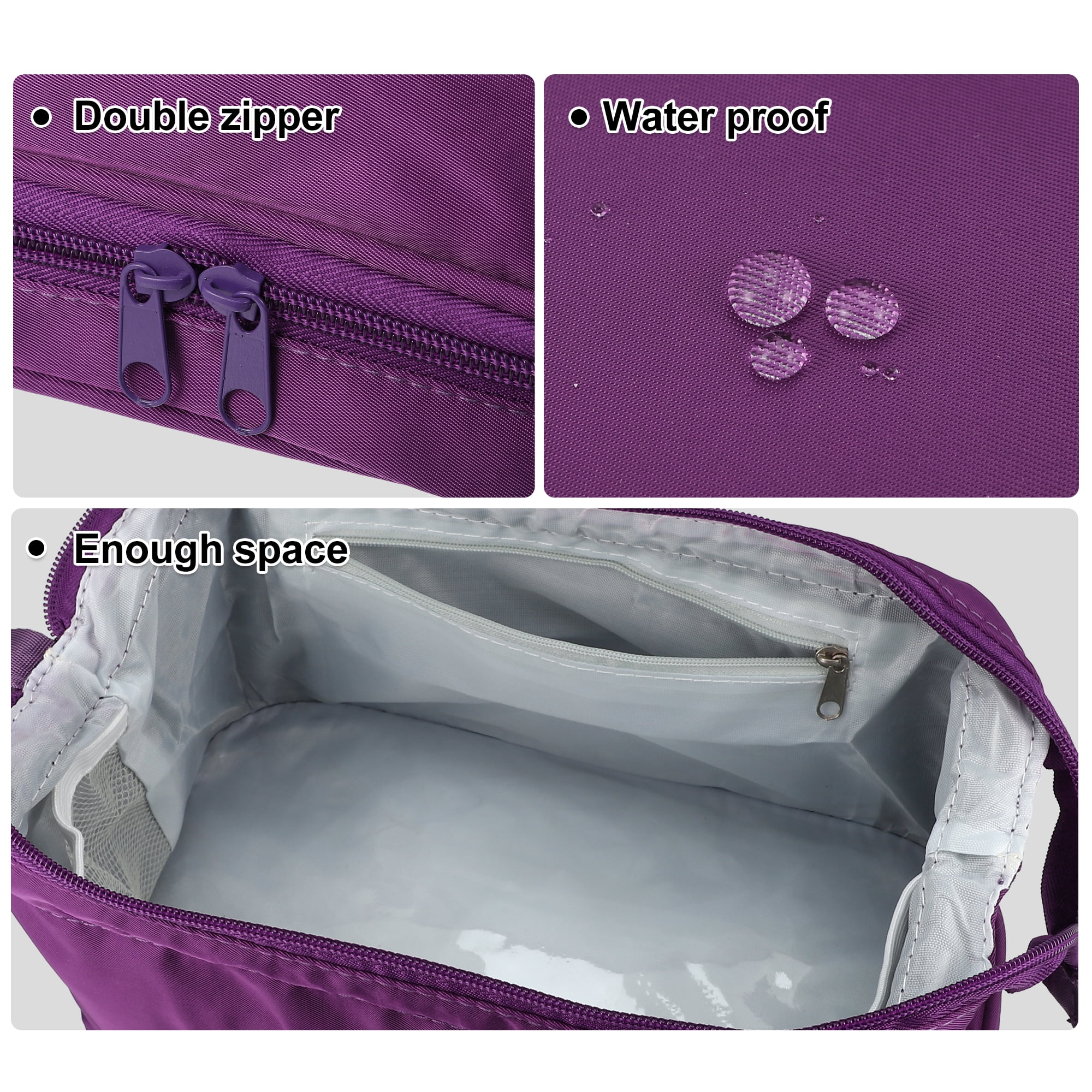 Unique Bargains Floral Makeup Bag Zipper Flower Cosmetic Pouch Purple