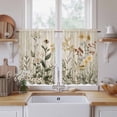 thumbnail image 2 of Botanical Tier Curtains, Retro Plant Wildflower Green Leaf Ferns Light Filtering Kitchen Curtains, 2Pcs Rod Pocket Half Window Treatments Panels for Sink Cafe Cabinet Basement 27.5x45 Inches, 2 of 9