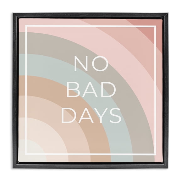 Stupell Industries No Bad Days Rainbow Text & Numbers Painting Black Floater Framed Canvas Art Print Wall Art, 18 x 18