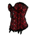 thumbnail image 2 of Grebrafan Corsets for Women Gothic Lace up Bustier Top Red XXL, 2 of 5
