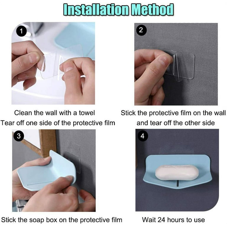 3 Piece Rubber Soap Dish No Drilling Self-Draining Soap Disc For